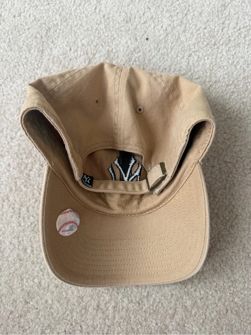 47 Brand Tan Baseball Cap with Navy Embroidered Logo